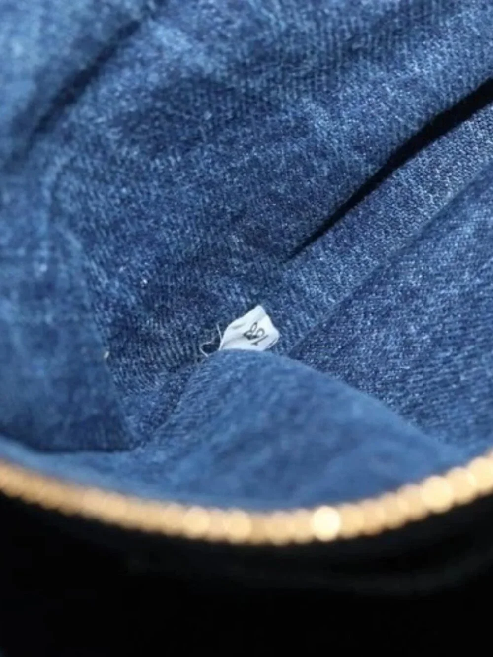 PRADA Canapa PM Hand Bag Denim Blue Gold Auth - Picture 11 of 16